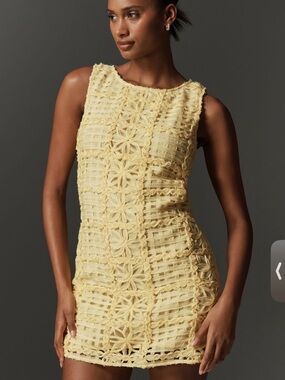 Endless Rose Yellow Crochet Lace Floral Mini Dress